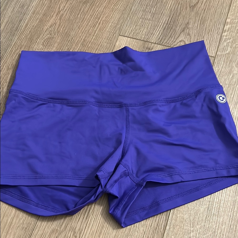 Purple Athletic Shorts with Elastic Waistband and Stretchy Fit
